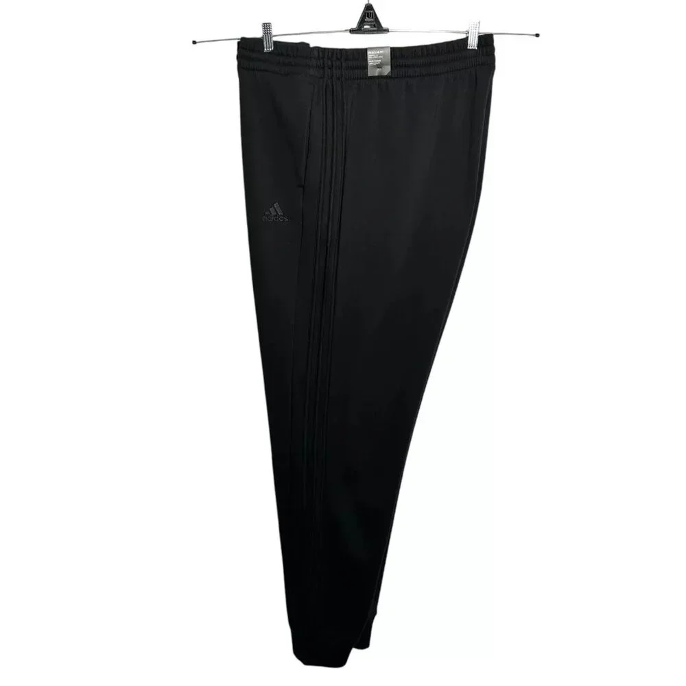 adidas Men's Fleece 3-Stripe Sweatpants 4XL Tall (48x37) Solid Black Tapered Leg